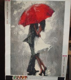 Romantic Couple Under Umbrella Diamond Painting whatmost