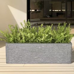 24 Inch Rectangular Concrete Planter,Durable All-Weather Use with Drainage Holes,Large Rectangular Planter for Outdoor Indoor Plants