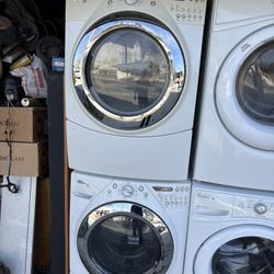 Whirlpool duet  Stackable or side by side  Washer and gas dryer  Excellent working condition  Heavy duty  W27 D31.5 H76 Washer 4.5 cu ft Dryer 7.4 cu 