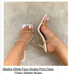 Simmi London White/Gold Chain heels