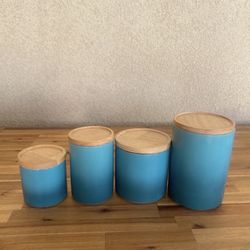 Sweejar Kitchen Canisters Ceramic Food Storage Jar Set, Stackable Containers with Airtight Seal Wooden Lid for Serving Ground Coffee, Tea, Herbs, Grai