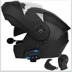XL Bluetooth Modular Motorcycle Helmet DOT/ECE Approved Full Face Flip up Anti-Fog Double Visor Helmet Built-in Dual Speaker with Microphone for Adult