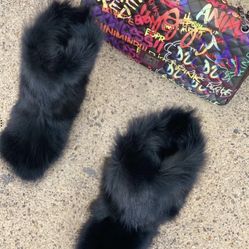 Black Foxy Real Fur Boots Sizes 6.5, 7 (message True Size & Order) 