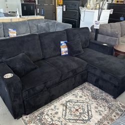 Convertible Reversible Sectional Sofa Bed With Storage  And USB Charging 
