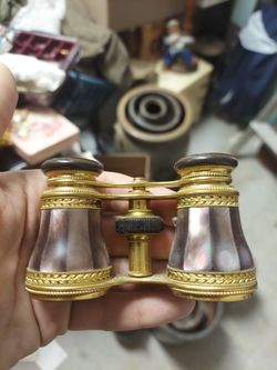 Antique lemaire Paris mother of pearl gold opera glasses