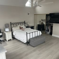 Boutique Queen Metal Bed Frame – Designer Style, Excellent Condition