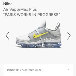 Nike (Paris works progress” Vapormax plus , women’s  size 8.5 - Rare Brand new with Og box