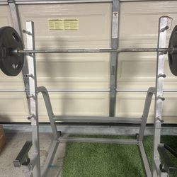 Heavy-Duty Adjustable Squat & Rack + Olympic Bar