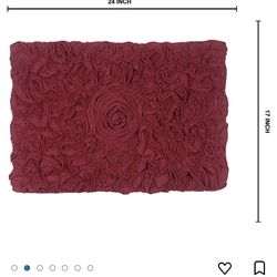 NWT Red Bellflower Dimensional Rosette Bath Rug