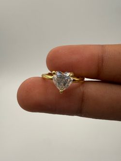 Moissanite Engagement/Promise Ring VVS1 1 Carat Heart shape Gold Plated S925