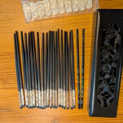 10+1 Pair Chopsticks, Inlaid w/ Box
