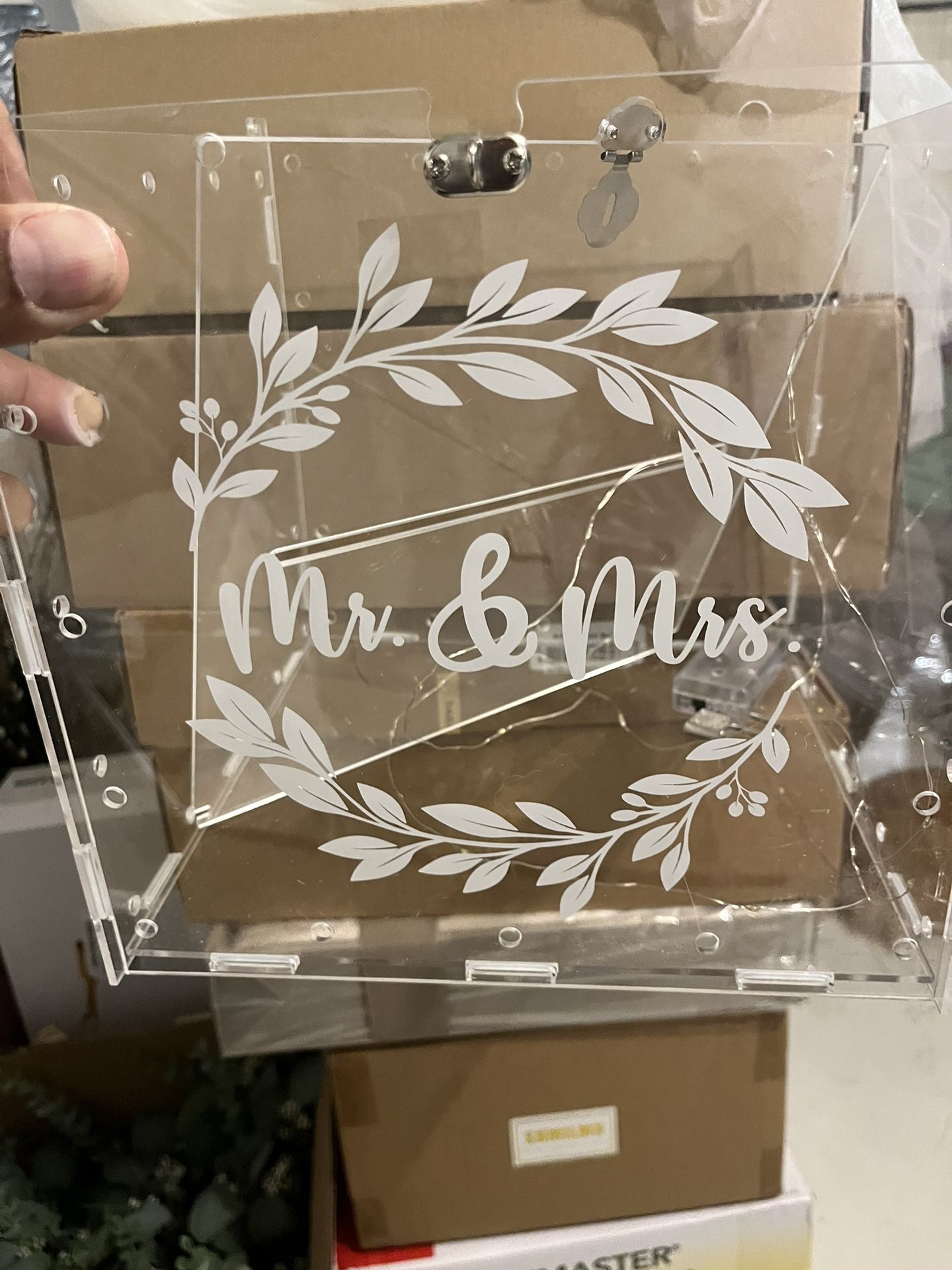 Wedding Card Box With Lights And Thank You Stand
