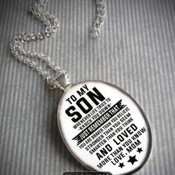 1pc To My Son Round Pendant Necklace, Jewelry Accessories, Birthday Holiday Gift