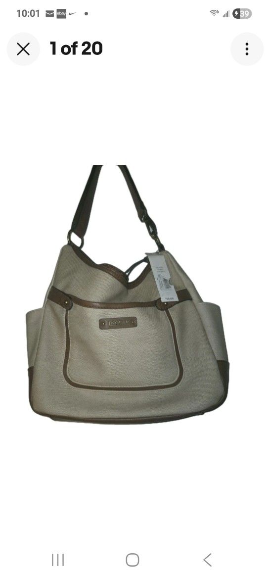 New ROSETTI Handbag Cream Tan Brown Purse Vegan Leather Adjust New With Tags $59