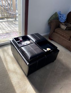 Used Leather Ottoman Storage Box