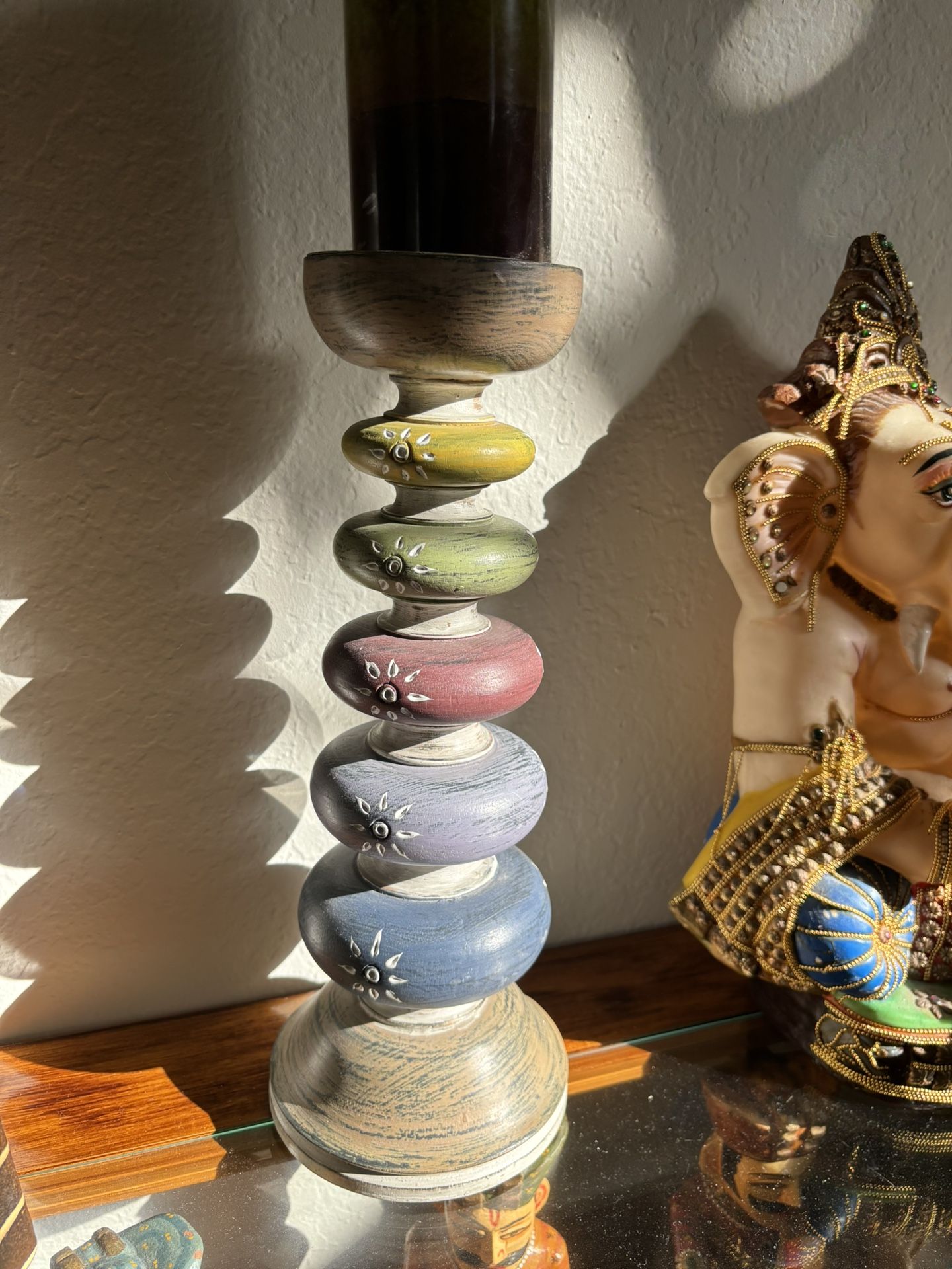 Colorful Wooden Candle Holder