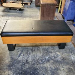 Wooden Bench with Leather Top