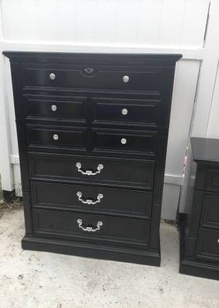 Black dresser set real wood are three big pieces refurbished