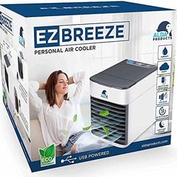 Portable Mini Air Conditioner - USB Powered Cooler - Quiet Desk Fan for Cooling Personal Space - Small Airconditioner Equipped with LED Night Light fo