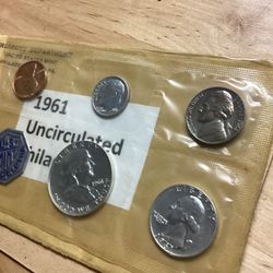 1961 United States Mint Proof Set - 5 Coins, with envelope, opened