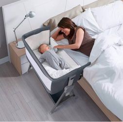 Baby Bassinet with Bed Mattress and Storage | 7-Levels Height Adjustable | Basket Beside Bassinet Sl
