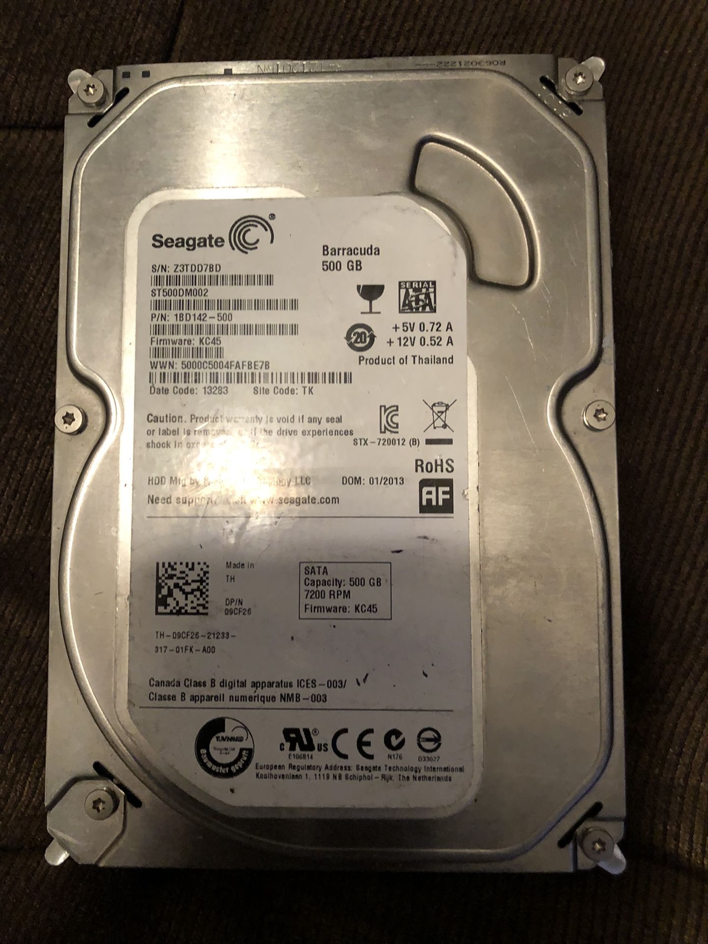 Seagate Barracuda 500 GB hard drive