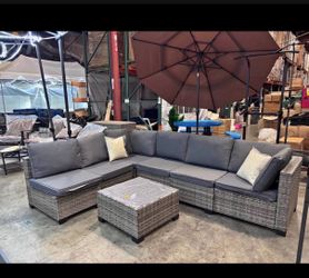 New 7 Pieces Outdoor Patio Furniture Sectional Sofa Set Chair ottoman table
