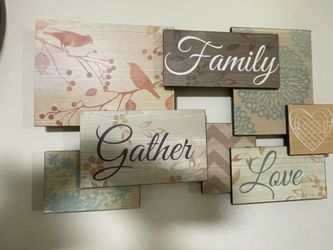 Rustic “Family Gather Love” Multi Panel Wood Wall Decor Set