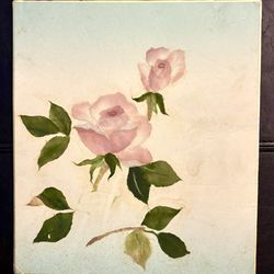 Floral Canvas Art with Pink Roses