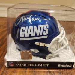 HOF New York Giants Harry Carson Autograph Mini Helmet BAS
