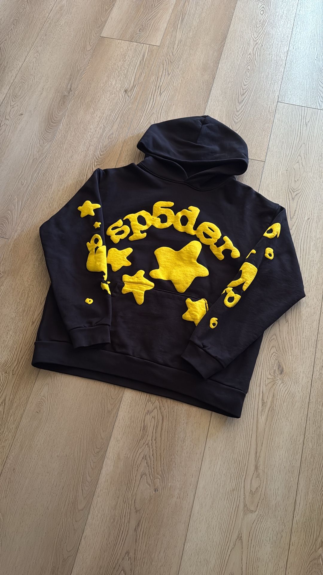 Onyx/Yellow beluga Sp5der Hoodie Size L New