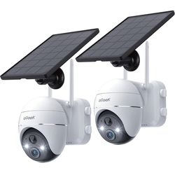 Wireless 2k- 3 mp solar security camera system white