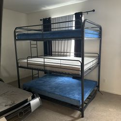 Triple Bunk Bed With Mattress 