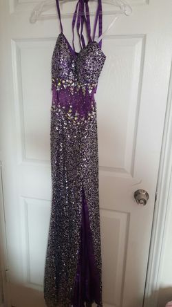 Sexy Purple formal dress with Silver sequins
