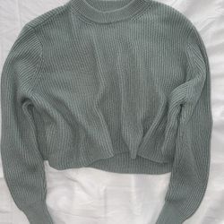 Cotton On Womens Iceberg Green Long Sleeve Archy Cropped 2 Pullover Sweater M