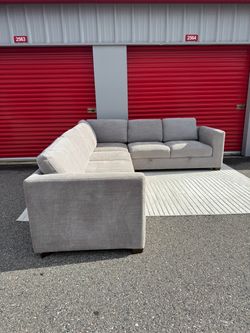 Gray Fabric L-Shaped Sectional Sofa