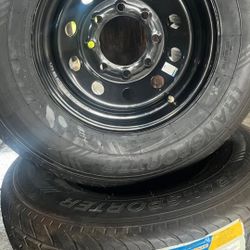 235/80r16 Transporter Trailer Tires 235 80 16 Inch 10-ply E Rated 8x6.5 Black Wheels Rims