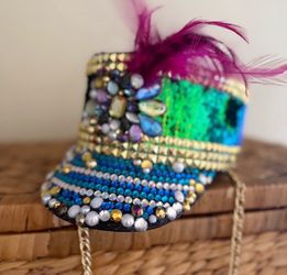 New rhinestone  Women's Hat Coachella festival burning man steampunk conductor costume