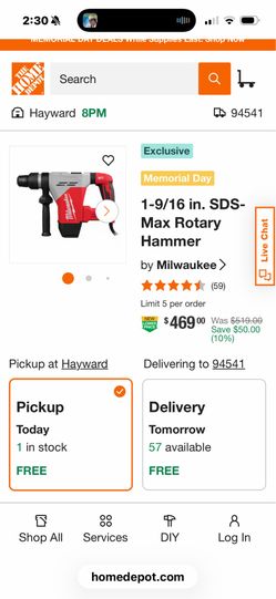 Milwaukee 1-9/16 in. SDS-Max Rotary Hammer