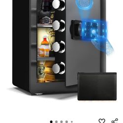 Safe Box, Fingerprint Safe with Fireproof &Waterproof Bag Money Safety Box for Cash Documents Small Safes for Home with Digital Biometric Keypad & Rem