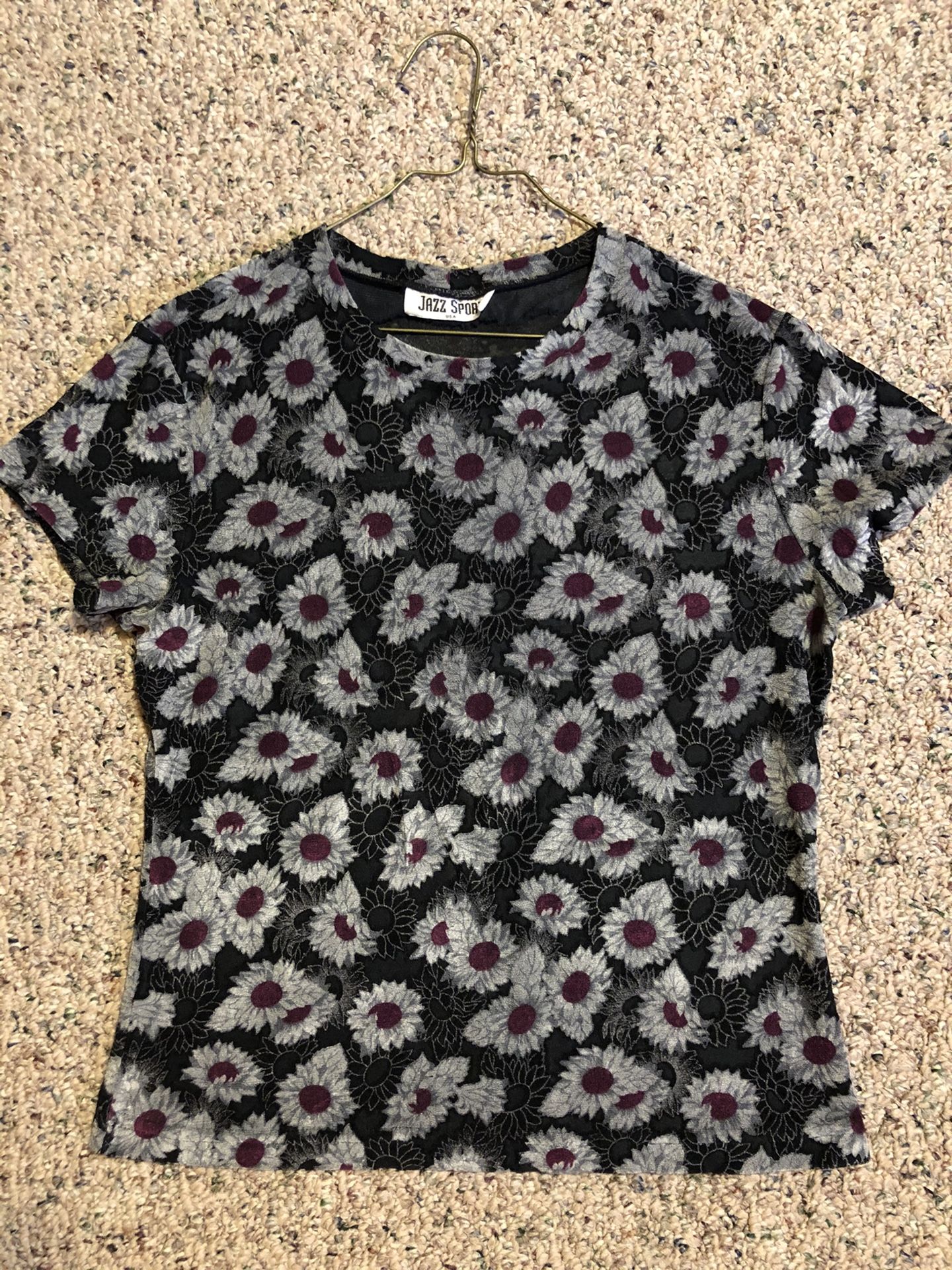 Black & Maroon Flowered Shirt