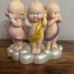 Angelic Trio Jesco See hear speak no evil angel cherub figurine Danbury Mint sky