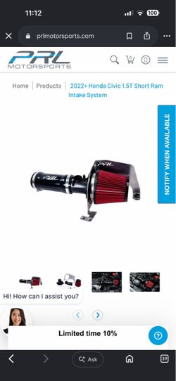 2022+ Honda Civic 1.5T Short Ram Intake System