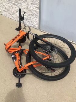 26” double disc front and rear suspension folding mountain bike