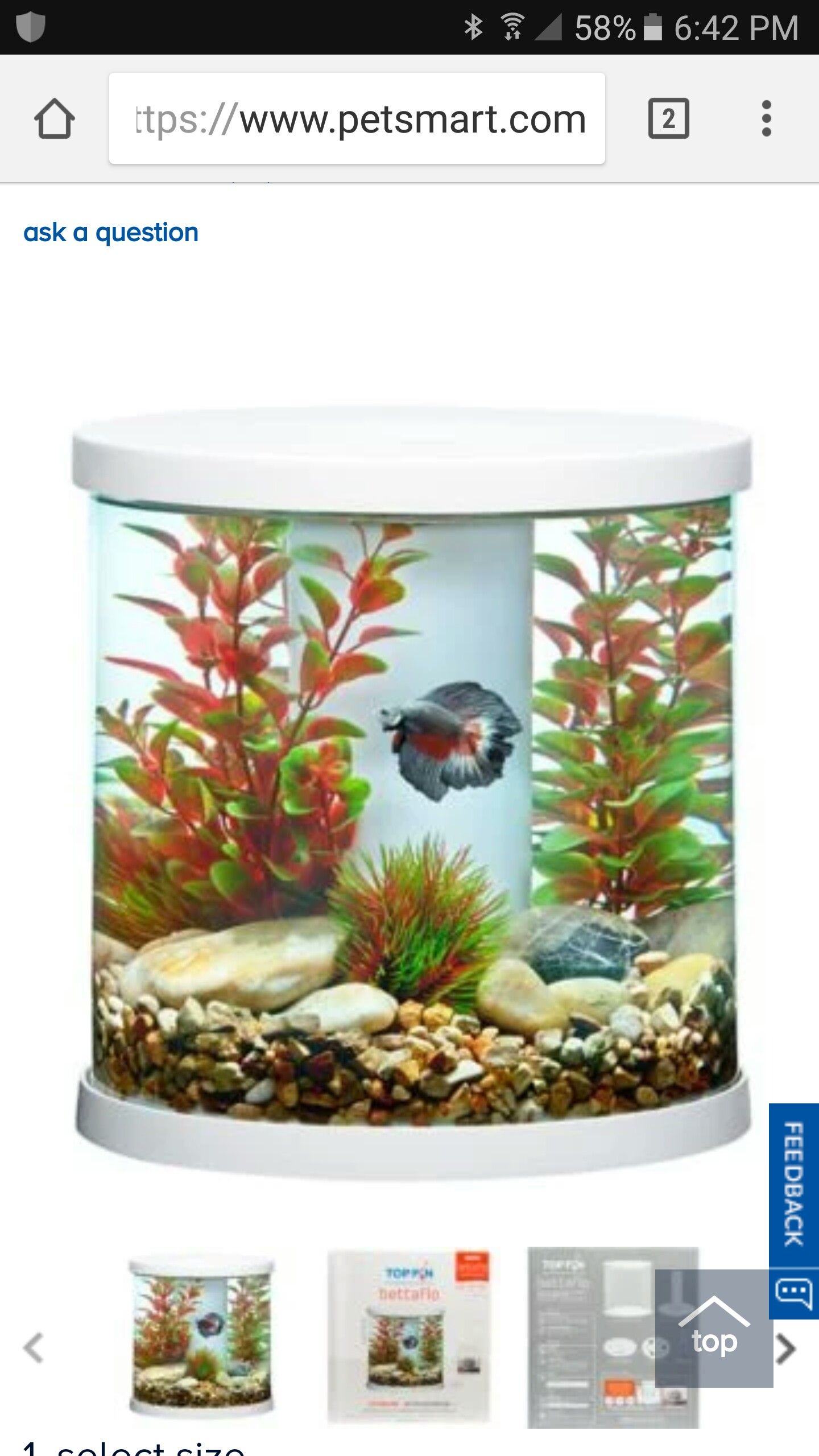 Top Fin Betta Flo Soothe Aquarium WITH ACCESSORIES