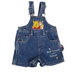 WINNIE THE POOH Infant Baby Blue Denim Overalls Size 6/9 Months Patch Unisex