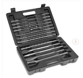 XtremepowerUS SDS-Plus Tungsten Carbide Rotary Hammer Drill and Chisel Metric Bit Set (17-piece)