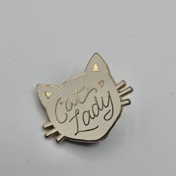 Cat Lady White Cat Lapel Pin 