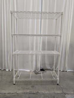 White Four-Tier Metal Wire Shelving Unit