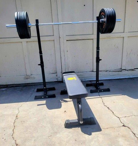 Bench Setup with barbell, rack stands, 200 lbs, New in Box